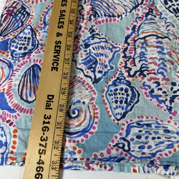 Lilly Pulitzer Shell Me About It Button Down Tunic Pink Blue Pockets Large - Picture 7 of 12